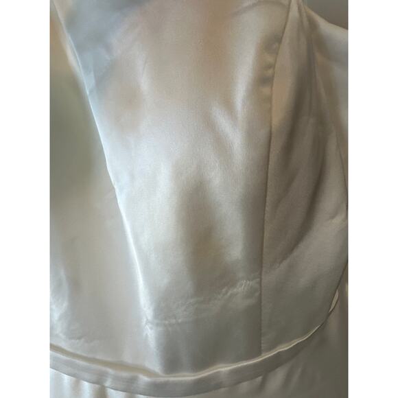 Mac Duggal White Satin One Shoulder Ruffle Gown Evening Dress Size 10 - Picture 14 of 14